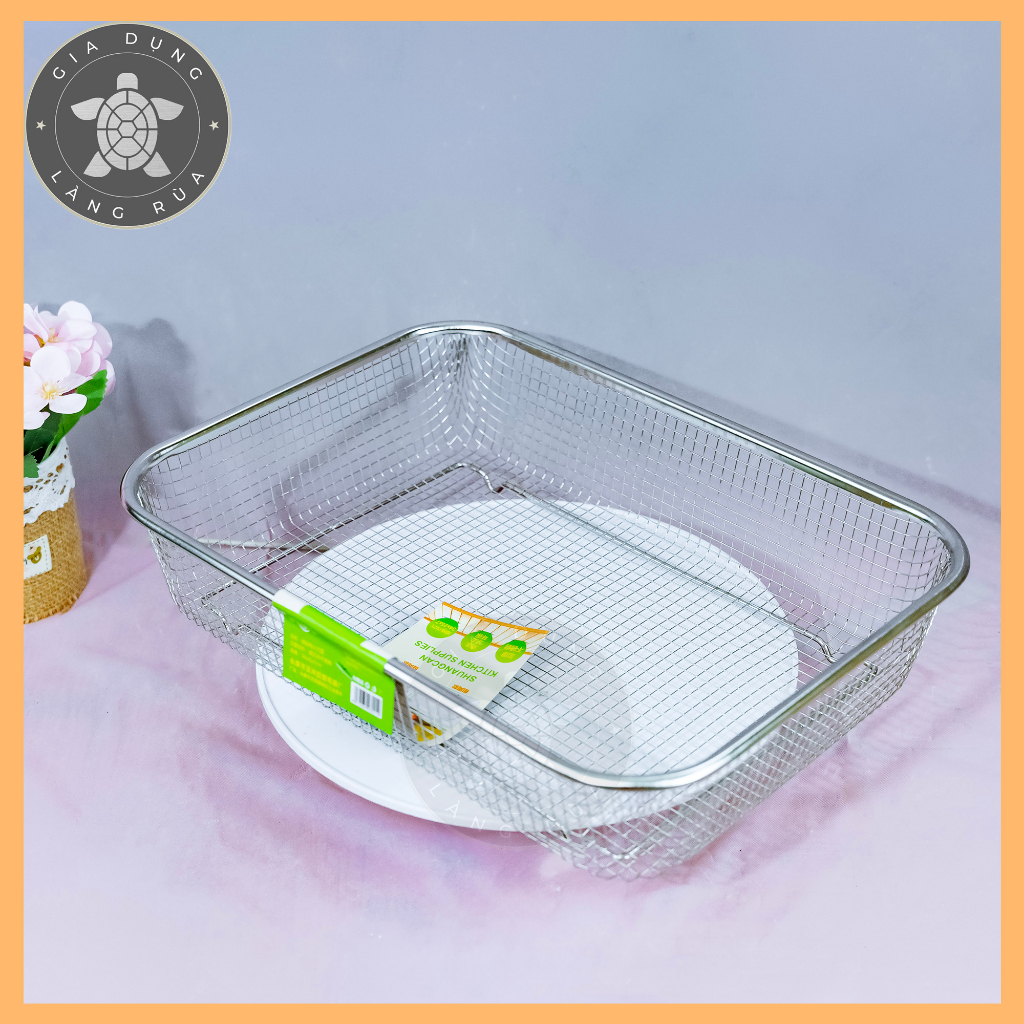 Rổ lưới inox 304 đựng đồ chiên, rổ lưới chữ nhật chất lượng cao 2 kích thước phù hợp cho nhiều nhu cầu