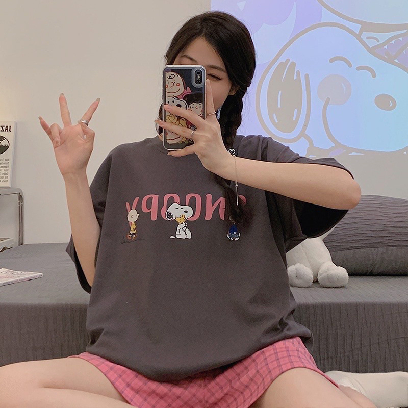 Set Bộ Đồ Nữ cọc tay mặc nhà in hoạ tiết dễ thương,Bộ Đồ Nữ đùi thun chất cotton siêu mát