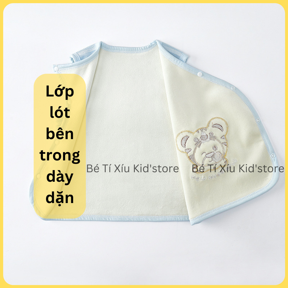 Áo Gile Băng Lông Cài Chéo Lót Nỉ Siêu Dày Đáng Yêu Cho Bé