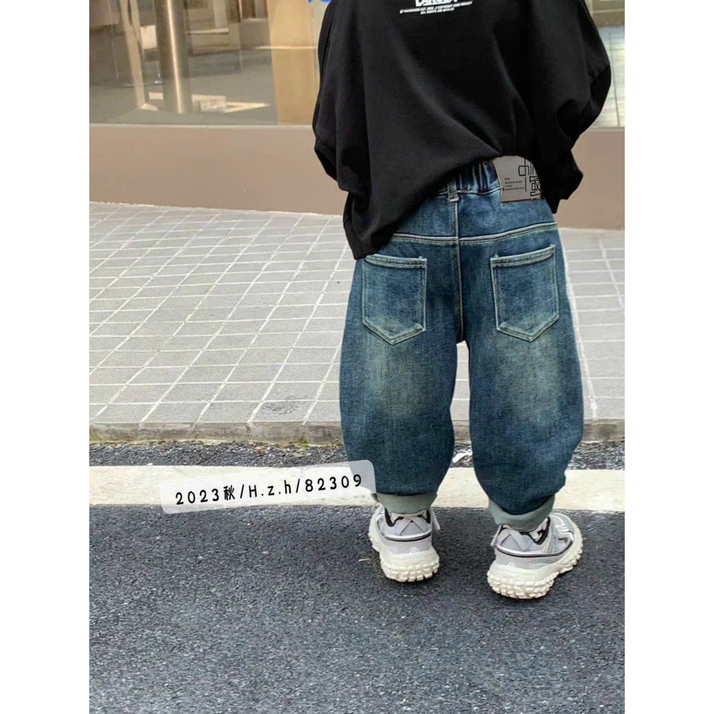 Quần dài bé trai, quần bò xanh cào rách và trơn sành điệu cho bé 10-25kg