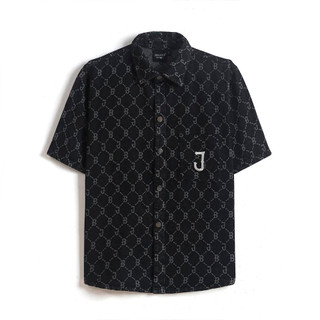 Áó sơ mi nam denim logo thêu vải jean dệt