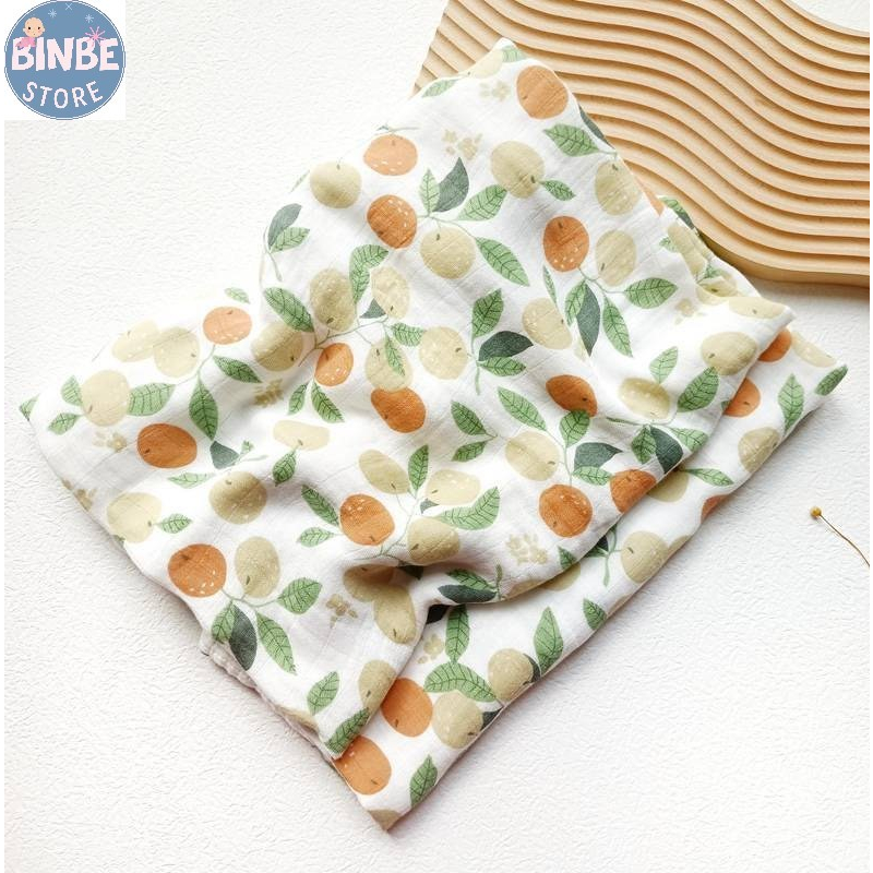 Chăn sợi tre cho bé, khăn quấn sơ sinh 2 lớp sợi tre size 110*120cm cho bé Binbestore