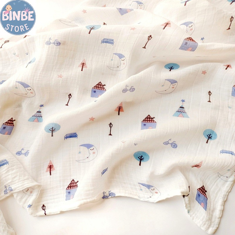 Chăn sợi tre cho bé, khăn quấn sơ sinh 2 lớp sợi tre size 110*120cm cho bé Binbestore