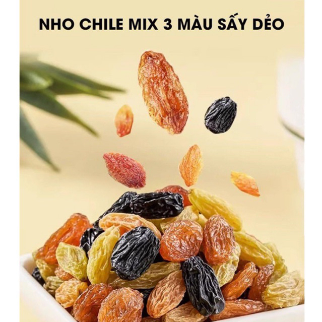Nho khô Chile mix 3 màu AKIFOOD, nho khô không đường sấy chua ngọt tự nhiên