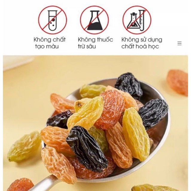 Nho khô Chile mix 3 màu AKIFOOD, nho khô không đường sấy chua ngọt tự nhiên