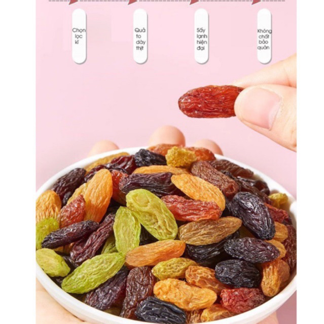 Nho khô Chile mix 3 màu AKIFOOD, nho khô không đường sấy chua ngọt tự nhiên