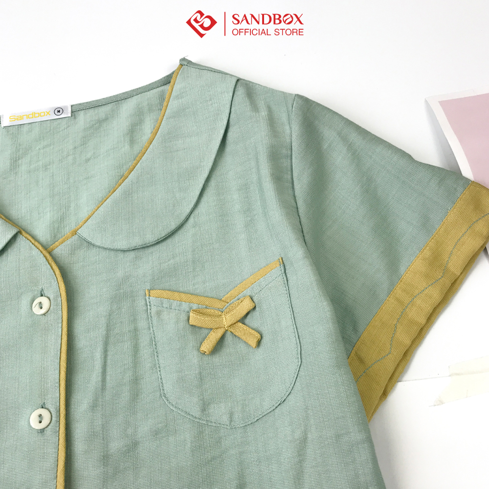 Đồ bộ SANDBOX bộ mặc nhà chất Đũi cao cấp, thiết kế quần lửng, cổ sen, nhẹ nhàng thanh lịch BDL23002