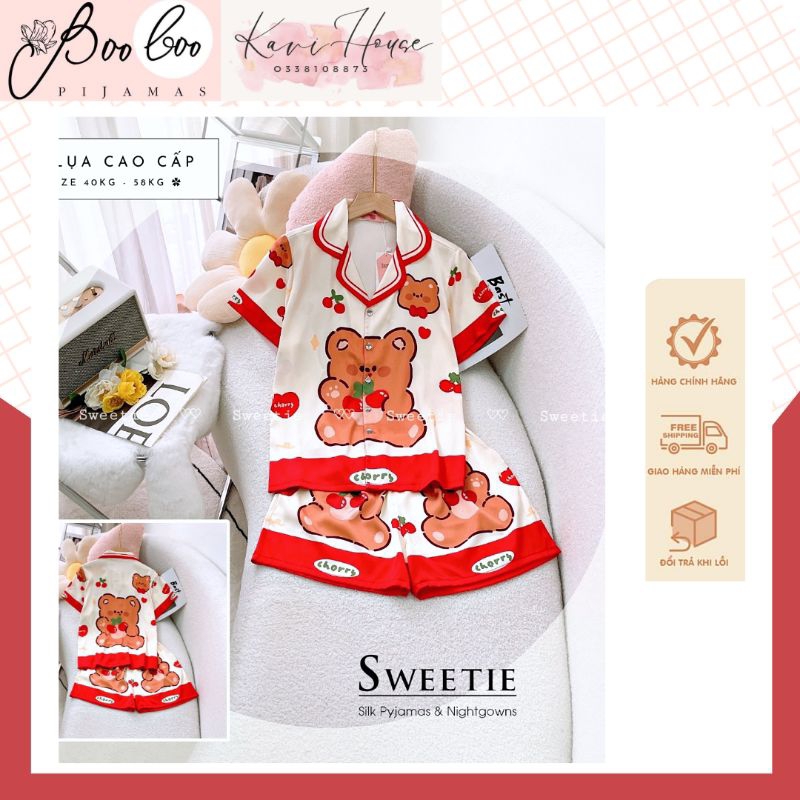 𝑲𝑨𝑽𝑰𝑯𝑶𝑼𝑺𝑬 🍀Đồ Mặc Nhà Pijama Đùi 𝑩𝒐𝒐 𝑩𝒐𝒐 Lụa Tằm Freesize Hàng Thiết Kế