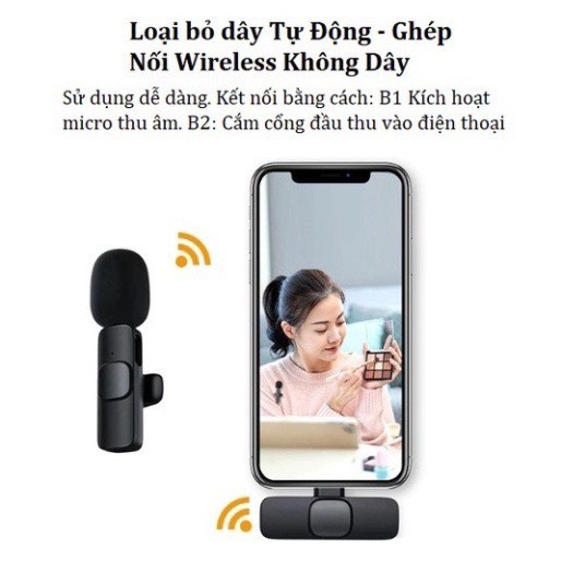 Micro thu âm không dây cài áo K9 - Khử Tiếng Ồn Cao Cấp - Khoảng Cách 20m - Bảo Hành 12 Tháng