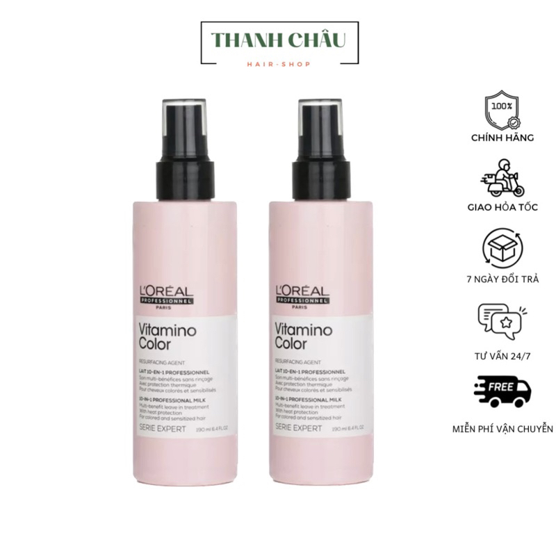 XỊT DƯỠNG TÓC L'OREAL VITAMINO COLOR 2021 RESURFACING AGENT 10 IN 1 GIỮ MÀU CHỐNG NHIỆT 190M