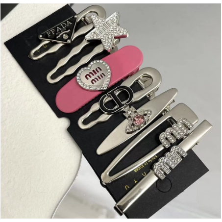 Vỉ kẹp tóc kim loại 7 chi tiết đính nhiều hình sang chảnh phong cách Retro