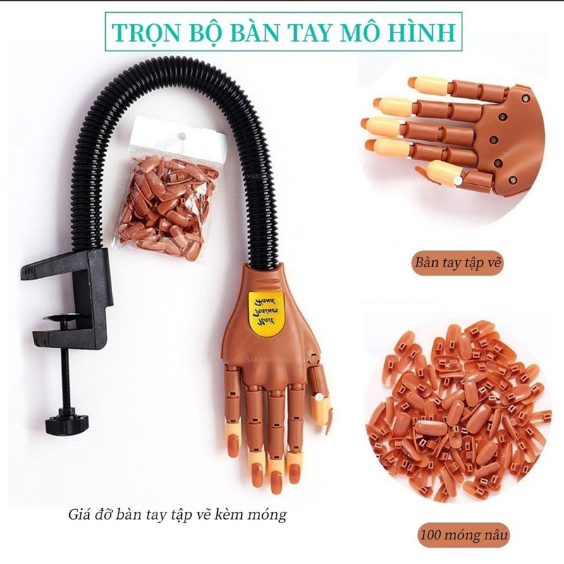 Bàn Tay Mô Hình Học Nail - Ngón Tay Mô Hình - Bàn Tay Khớp Kẹp Để Bàn Tiện Lợi Chuyên Dụng Nail