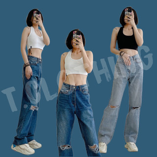 T.clothing - Quần Jeans Nữ Ống Suông Rách siêu chất - ẢNH CHÍNH CHỦ