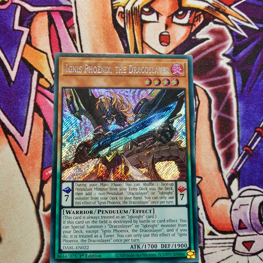 Thẻ bài Yugioh chính hãng | Ignis Phoenix, the Dracoslayer | DABL Secret rare.