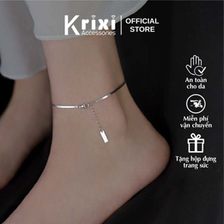 Lắc chân bạc 925 nữ Krixi Silver, vòng chân bạc ý dạng mỏng sành điệu cá tính