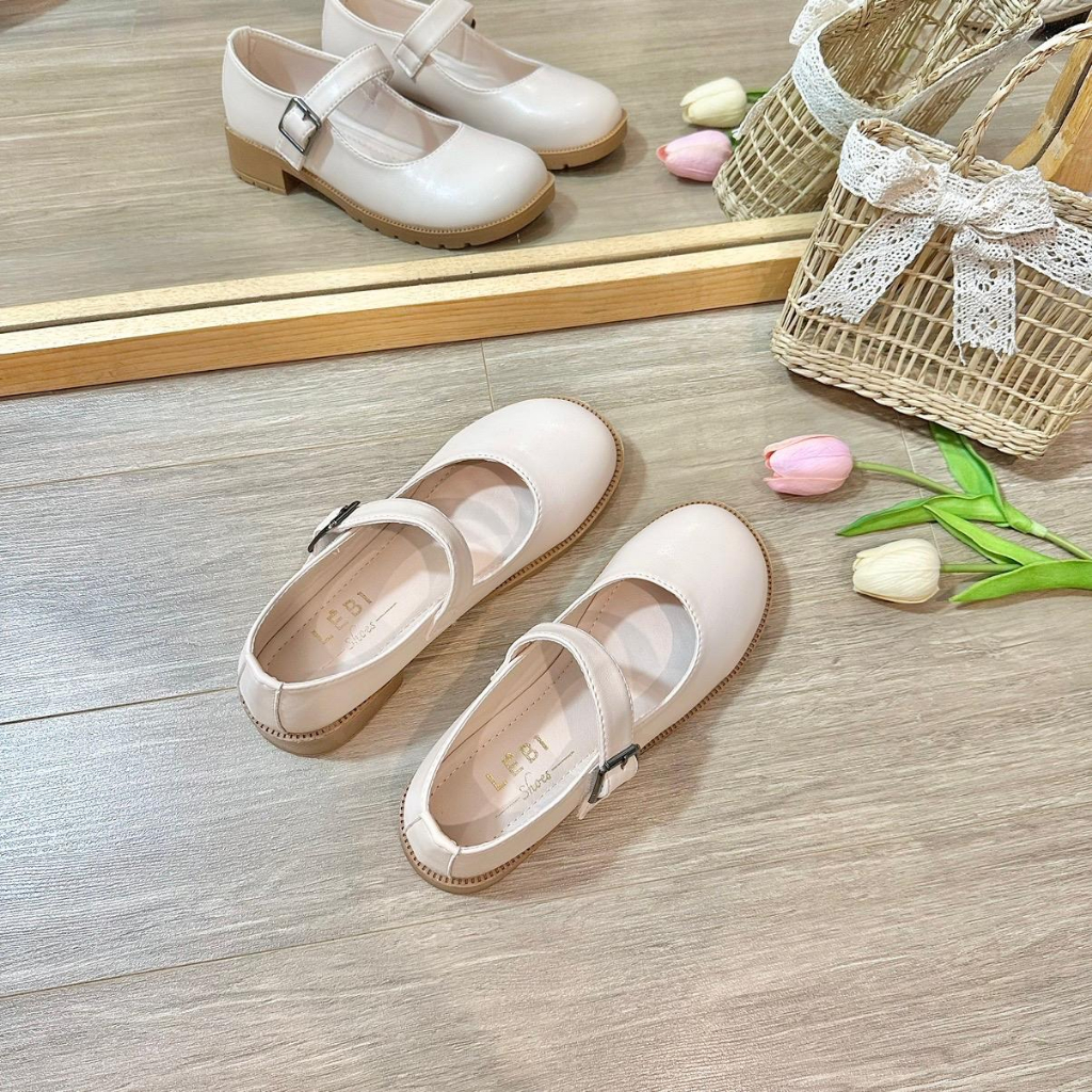 Giày búp bê quai dán đế cao 4cm