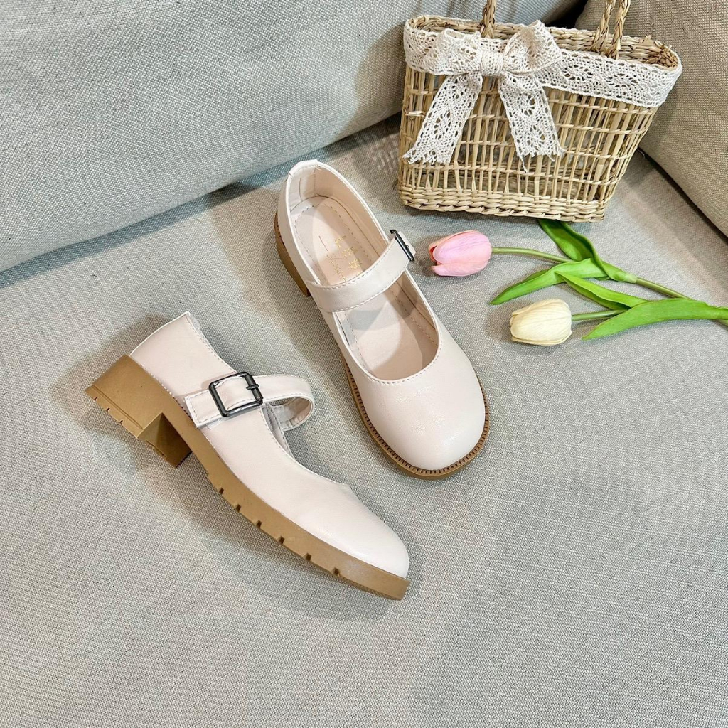 Giày búp bê quai dán đế cao 4cm