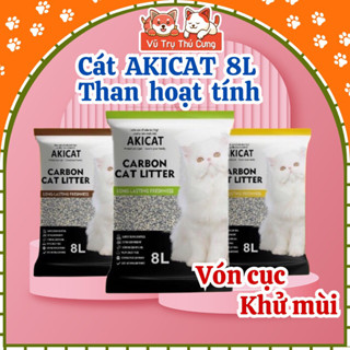 Cát vệ sinh cho mèo AKICAT 8L có than hoạt tính khử mùi cát mèo hiệu quả, ít bụi