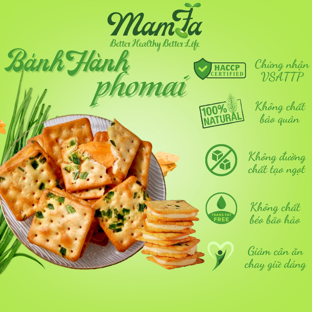 Bánh hành phô mai kéo sợi Mamfa ngọt từ đường ăn kiêng không gây béo ăn vặt healthy