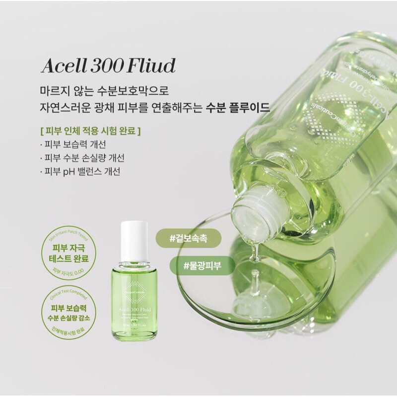 Serum HA nhanh chóng làm dịu da mất nước căng bóng như gương Acell-300 Fluid 50ml