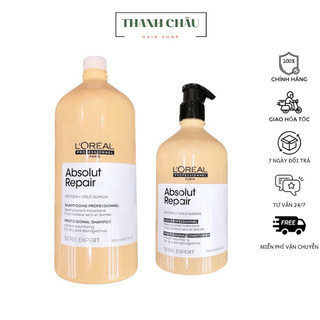Bộ dầu gội, xả loreal absolute repair gold quinoa 2021 cho tóc hư tổn 1500ml+750ml