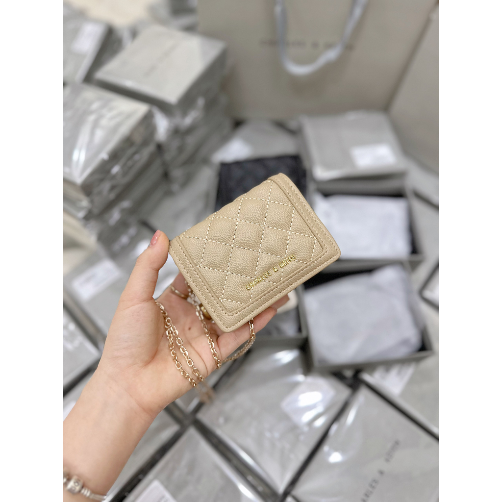 VÍ CNK FULLBOX KÈM DÂY ĐEO CHÉO SẴN MÀU ĐEN - KEM - BE - HỒNG