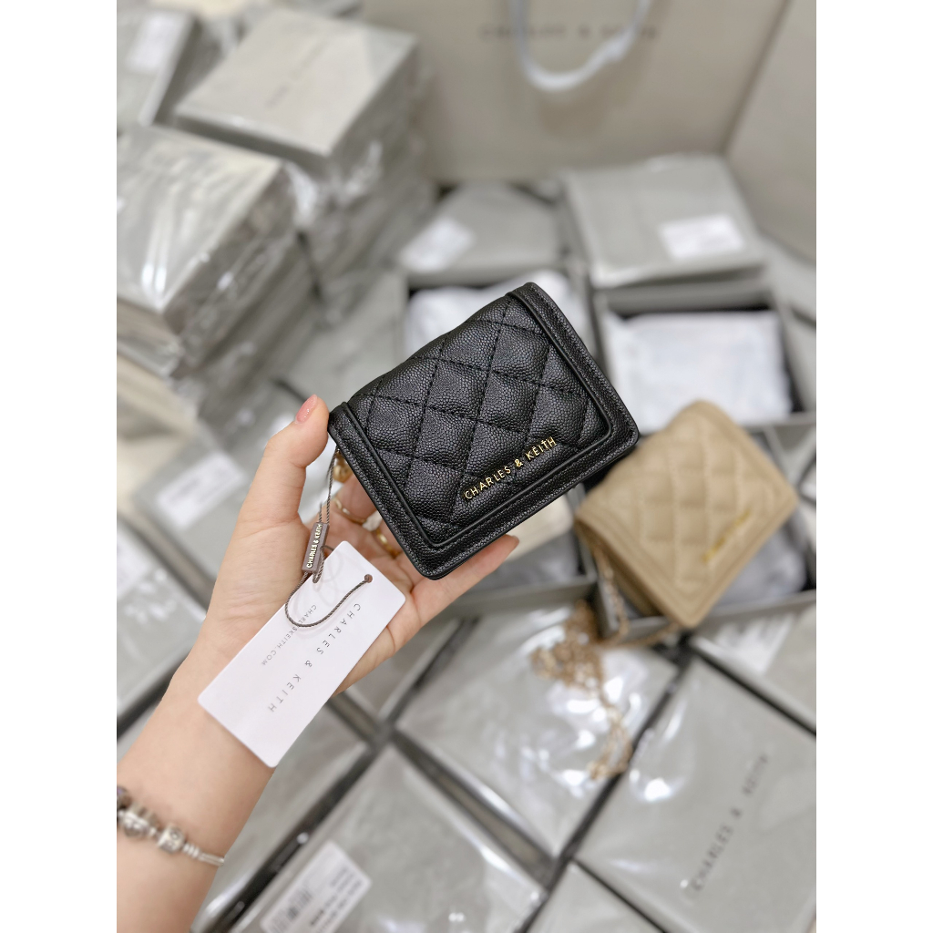 VÍ CNK FULLBOX KÈM DÂY ĐEO CHÉO SẴN MÀU ĐEN - KEM - BE - HỒNG