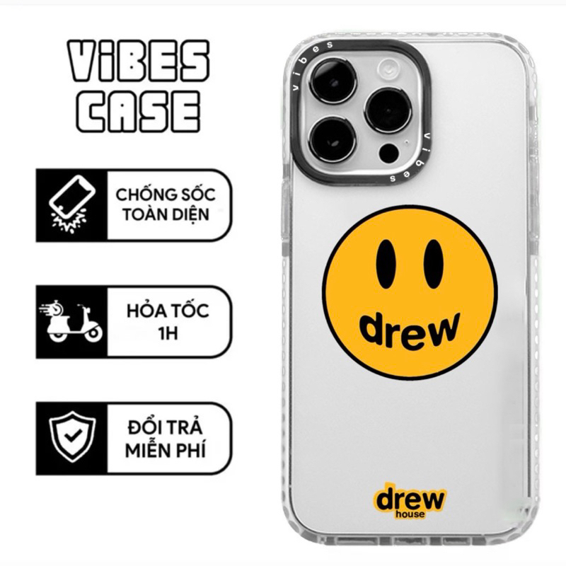 Ốp Lưng Iphone trong suốt THE VIBES hoạ tiết Dree Mặt Cười 11-11pro-11promax-12/12pro-12promax-13-13pro-13promax