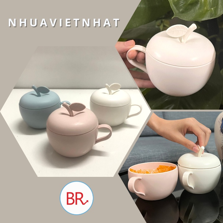 Cốc quả táo có nắp Việt Nhật xinh xắn - Cốc đựng đồ ăn vặt , hướng dương hình quả táo