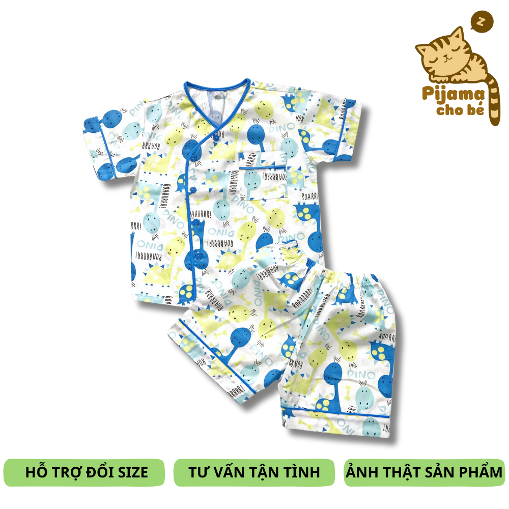 Pijama đùi cho bé chất liệu vải Thô 100% cotton hút mồ hôi Nhiều mẫu xinh xắn size 10-20kg