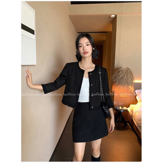 Áo dạ tweed cổ tròn basic thu đông Pusumede - AK008