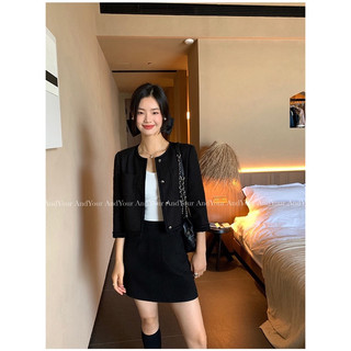 Áo dạ tweed cổ tròn basic thu đông Pusumede - AK008