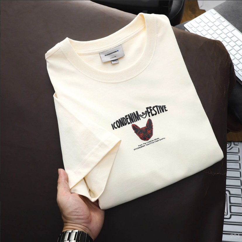 Áo thun nam ICONDENIM Sphynx Cat Printed W Details chất Cotton dày dặn năng động - ATID0204