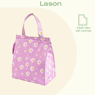 Túi đựng hộp cơm giữ nhiệt hoa cúc cao cấp LASON, túi giữ nhiệt cà men, cặp lồng