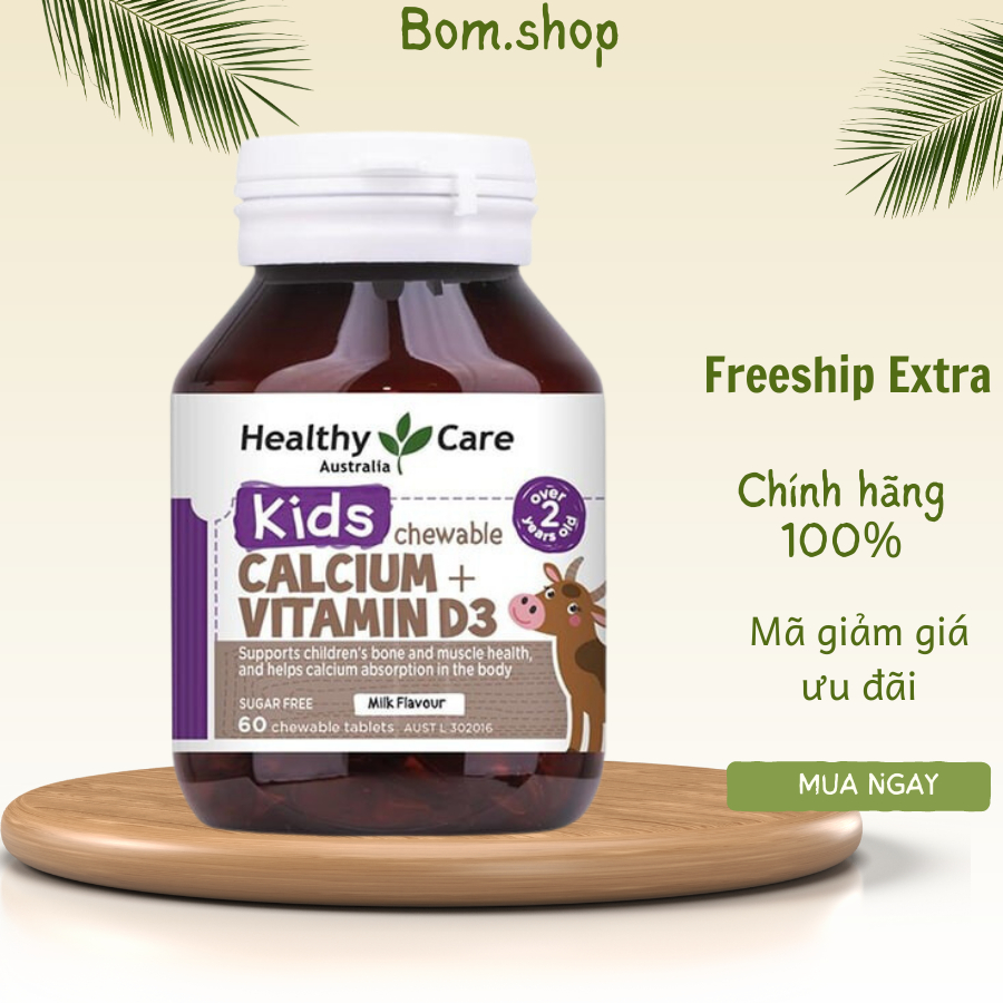 Kẹo nhai Canxi Vitamin D3 Healthy Care 🔥𝐍𝐄𝐖🔥 cho trẻ từ 6 tháng tuổi chính hãng Úc mẫu mới