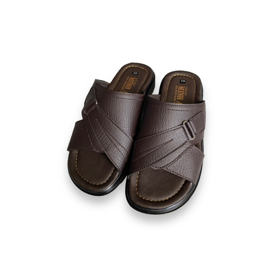 Dép Nam Da Simili Đế BOSS bản khóa  màu nâu/đen/bò ms 066