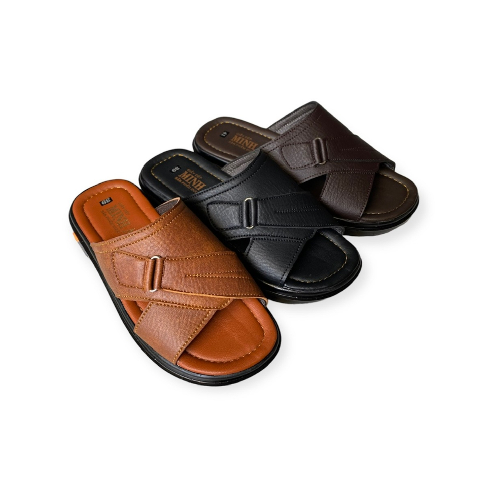 Dép Nam Da Simili Đế BOSS bản khóa  màu nâu/đen/bò ms 066