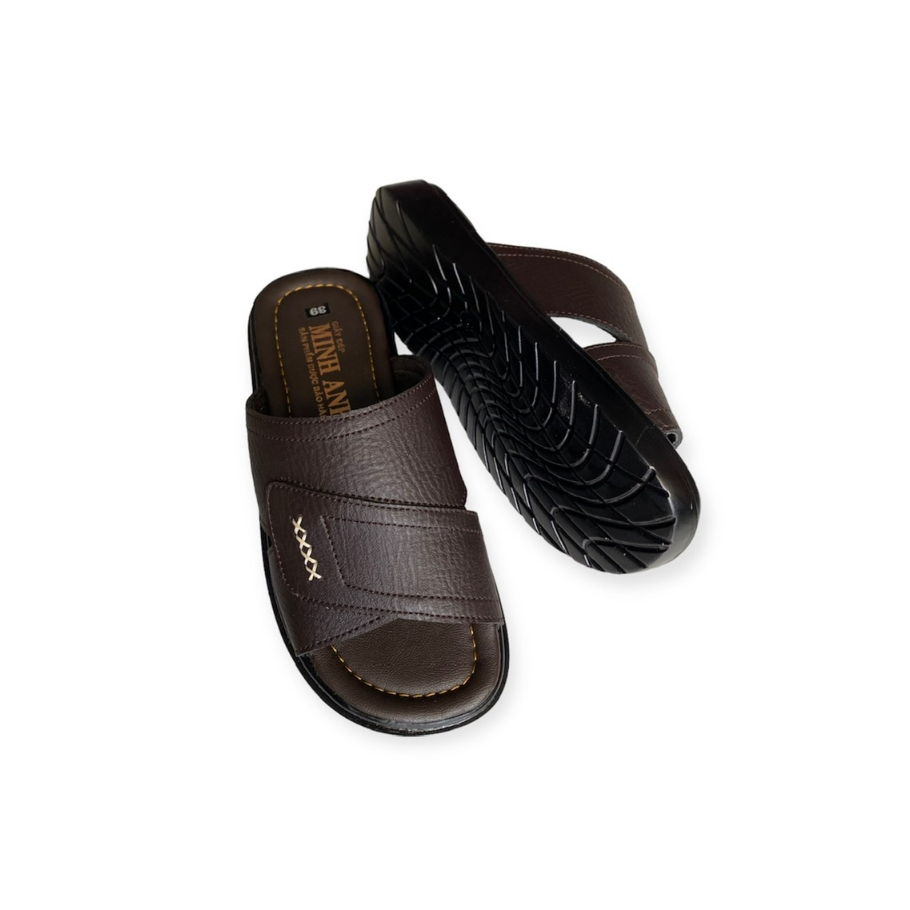 Dép da đế BOSS nam quai ngang cao 3cm màu nâu/đen/bò ms 065