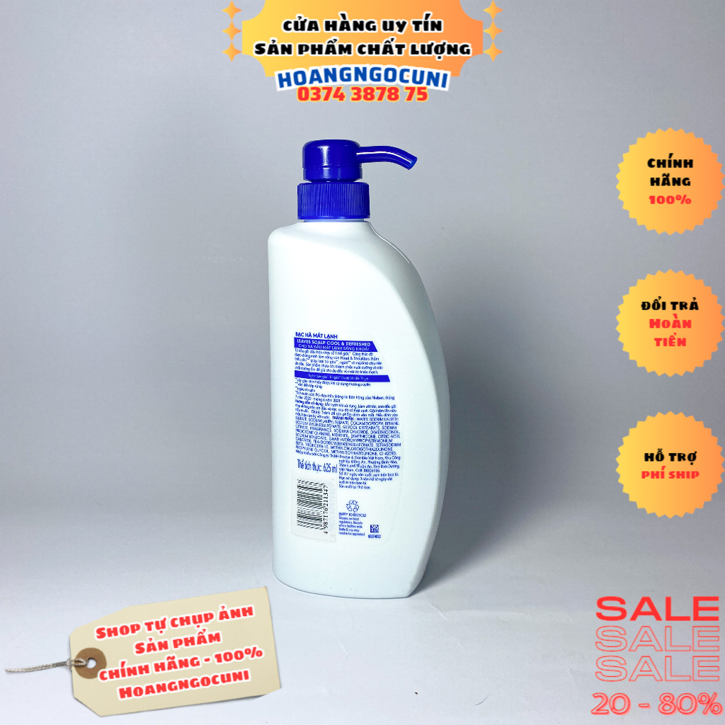 Dầu gội đầu Head&Shoulders bạc hà mát lạnh 625ml cho da đầu mát lạnh sảng khoái chính hãng cao cấp 1k freeship