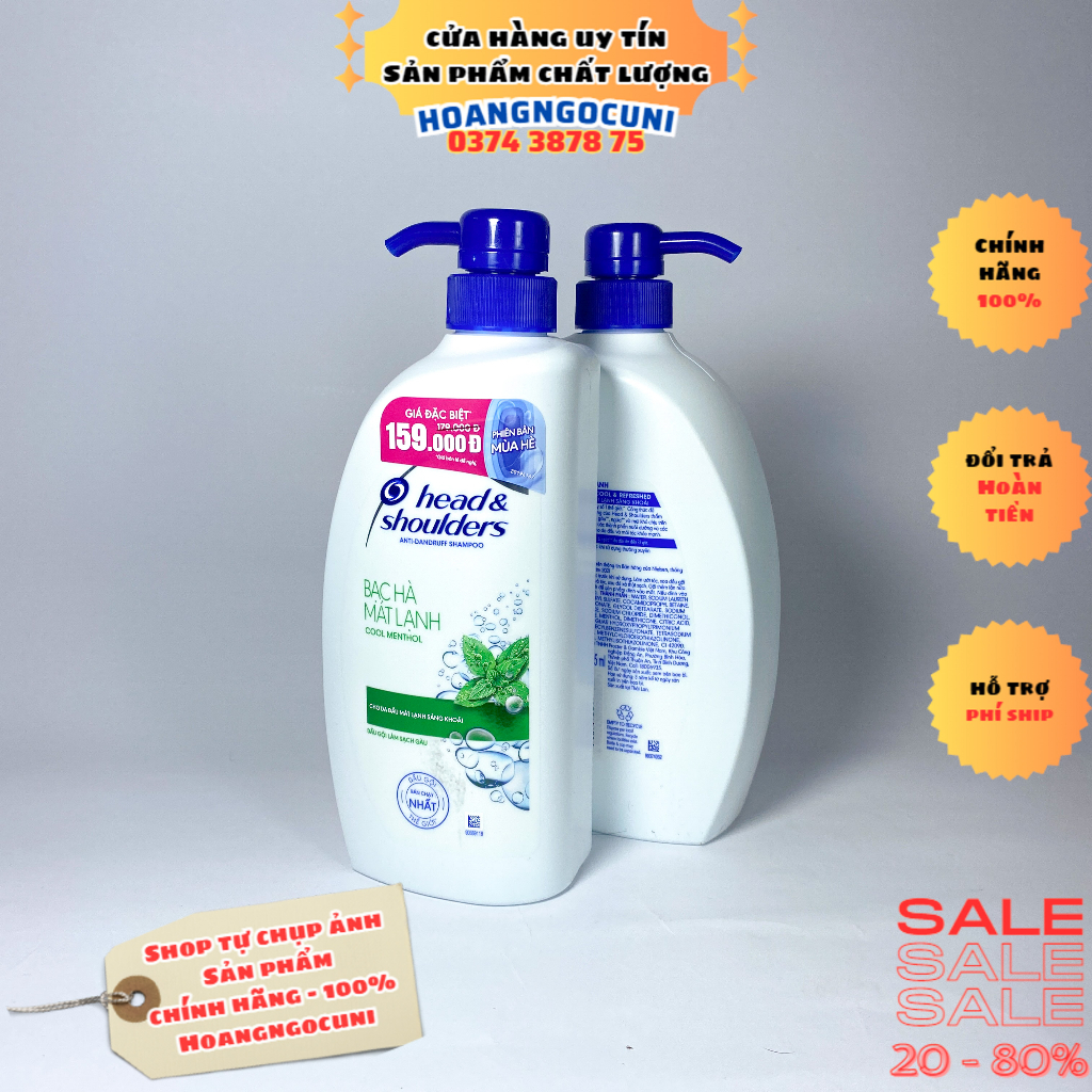 Dầu gội đầu Head&Shoulders bạc hà mát lạnh 625ml cho da đầu mát lạnh sảng khoái chính hãng cao cấp 1k freeship