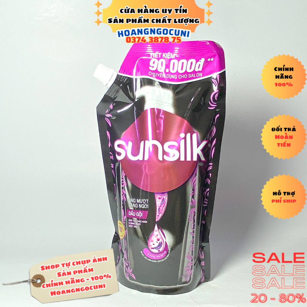 Dầu gội đầu Sunsilk dạng túi 1kg đen óng mượt rạng ngời chính hãng Unilever giúp tiết kiệm gấp ba lần freeship 1k