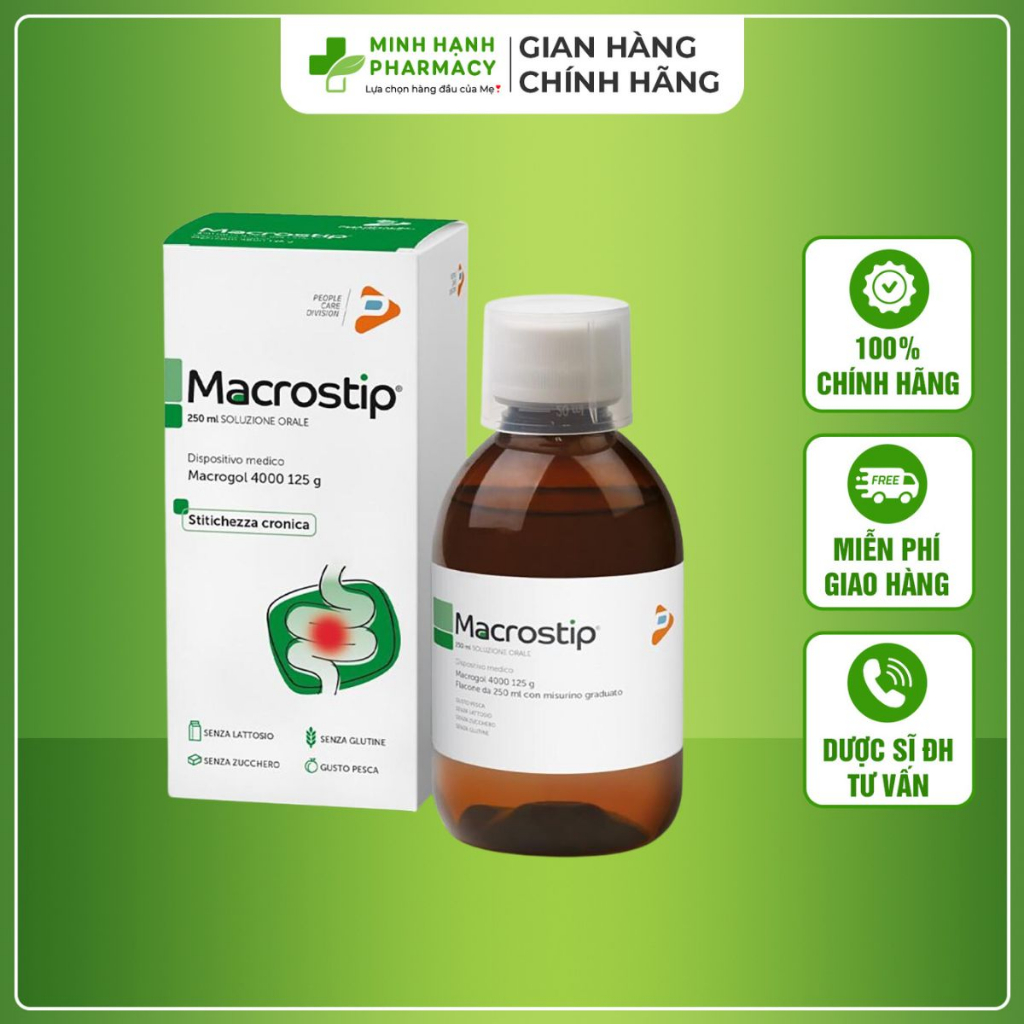 Siro táo bón Macrostip giúp nhuận tràng, giảm táo bón - 250ml - Minh Hạnh Pharmacy