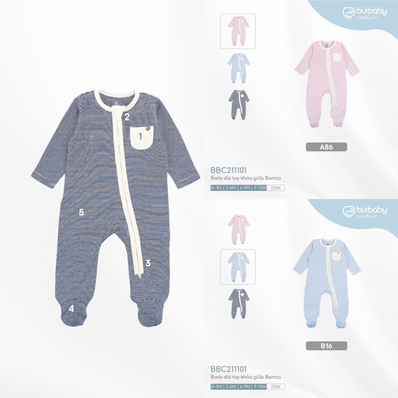 (Nhùn nhùn)Body Bubaby dài tay size 0-3m đến 9-12m