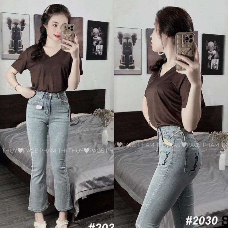 Quần Jeans Loe Thêu YLS Mẫu Mới Màu Lạ Siêu Hot