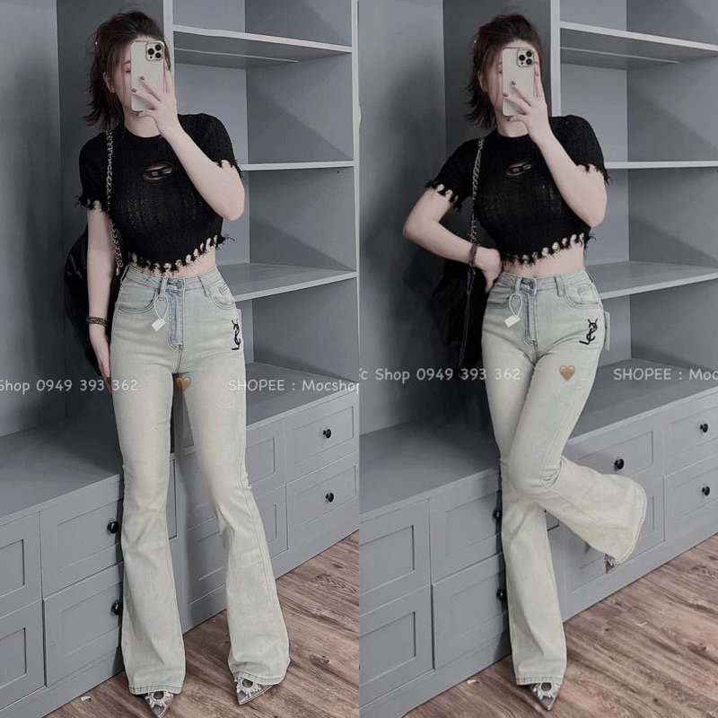 Quần Jeans Loe Thêu YLS Mẫu Mới Màu Lạ Siêu Hot