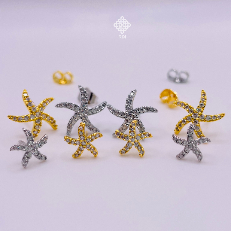 Bông tai sao biển titan, Hoa tai hình sao biển bằng titan không phai không rỉ sét, Trangsucmoiluatuoi.RIN