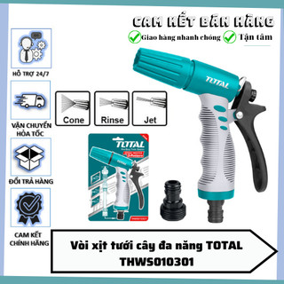 Vòi xịt rửa xe TOTAL THWS010901, Vòi tưới cây chỉnh 8 tia nước, Bộ công cụ 3/4", Thân nhựa tay cầm thoải mái