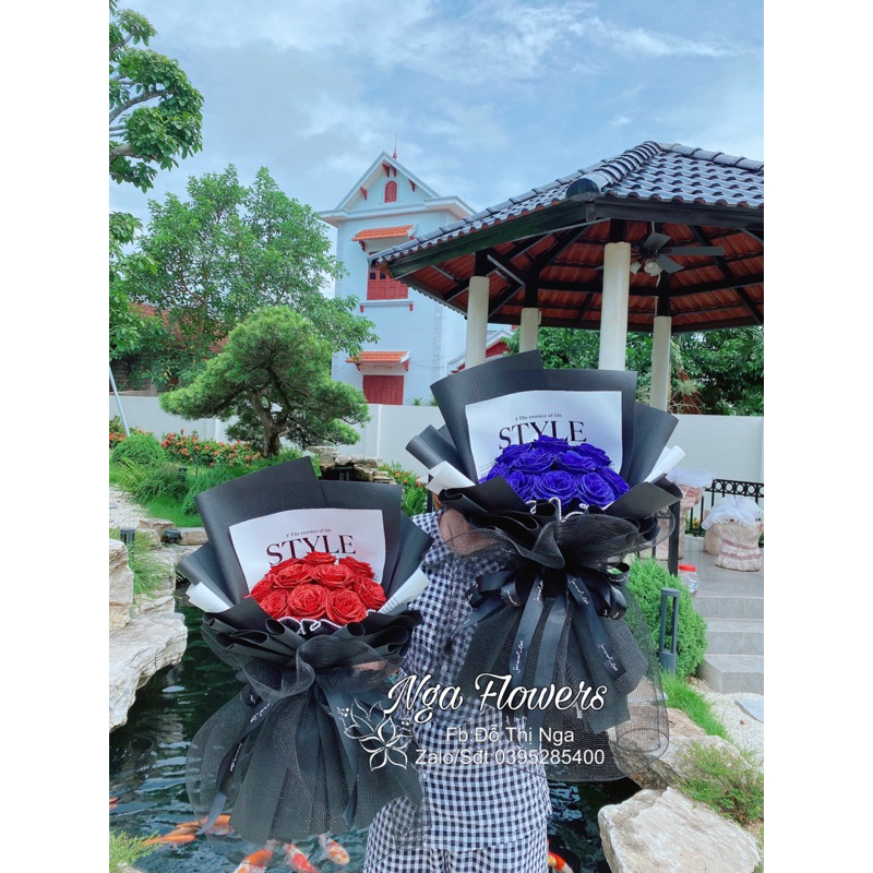 Bó Hoa Nhũ 10 Bông Form To Tặng Kèm Thiệp