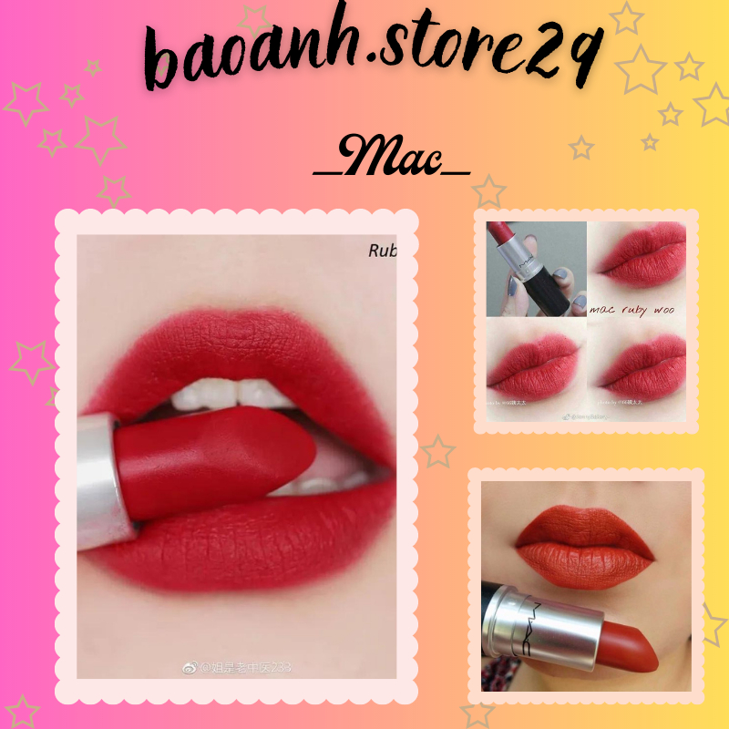Son mac ruby woo chính hãng, son lì đỏ ruby, đỏ đất lâu trôi | Bảo Anh