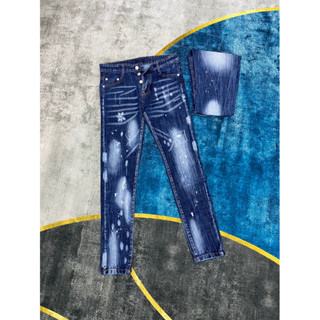 Quần D2 xanh vẩy sơn 4cúc loang rách nhẹ